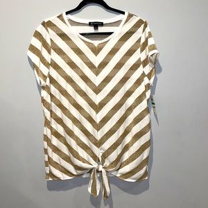 Women’s INC size L gold & white bottom tie shirt